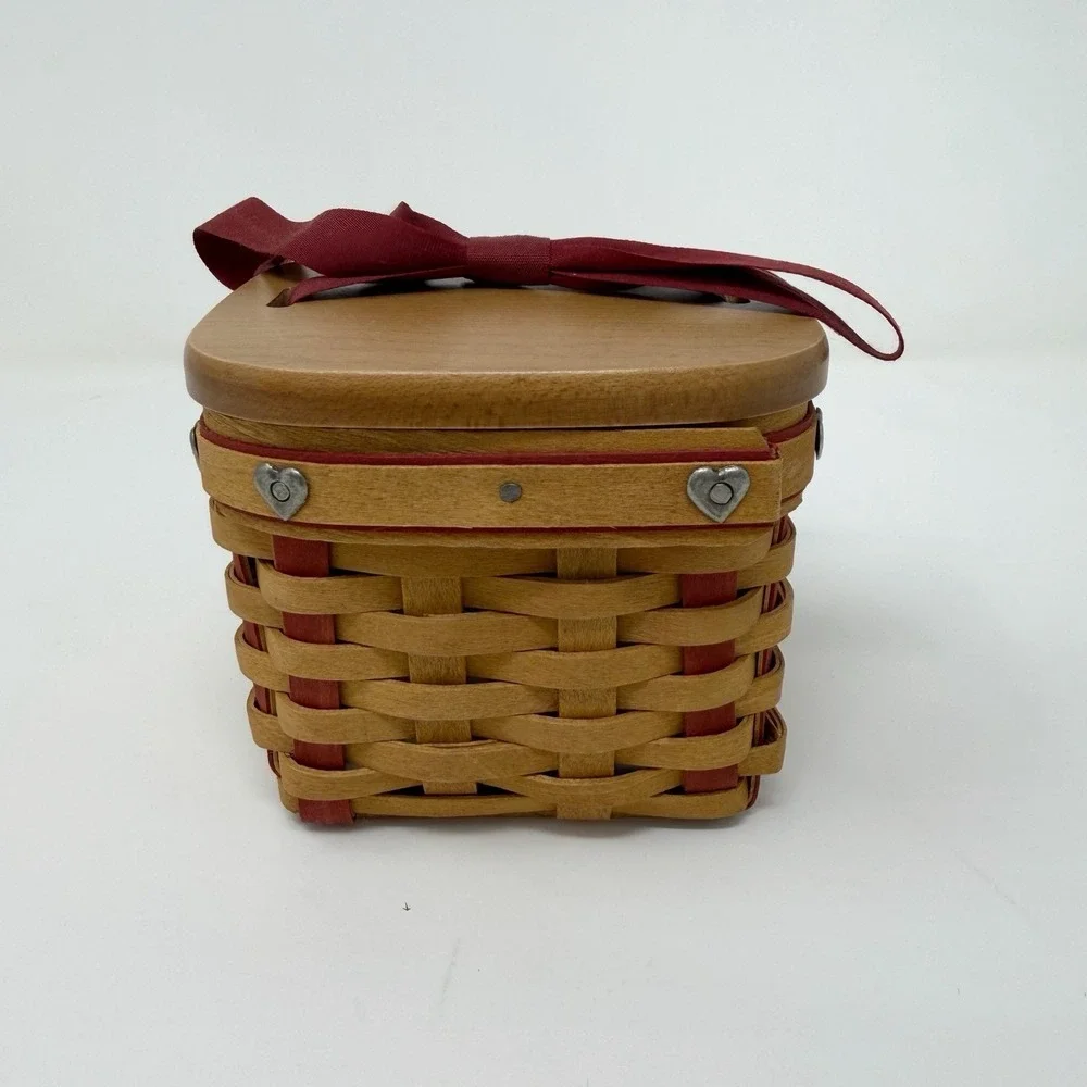 Longaberger Sweetest Gift Small Basket 4x4 Heart Tie Lid Liner Protector